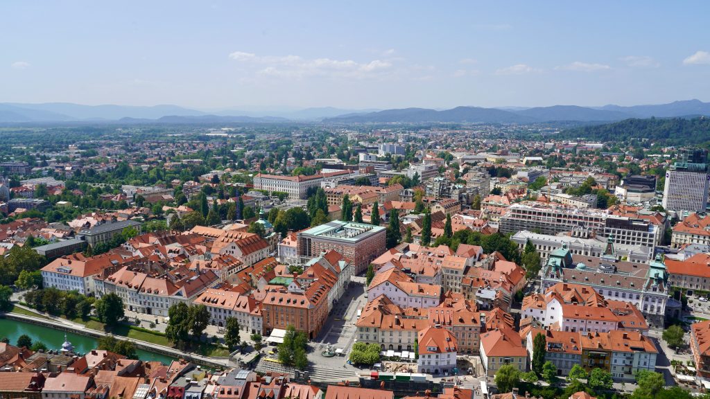 Aerial view of Ljubljana, Slovenia