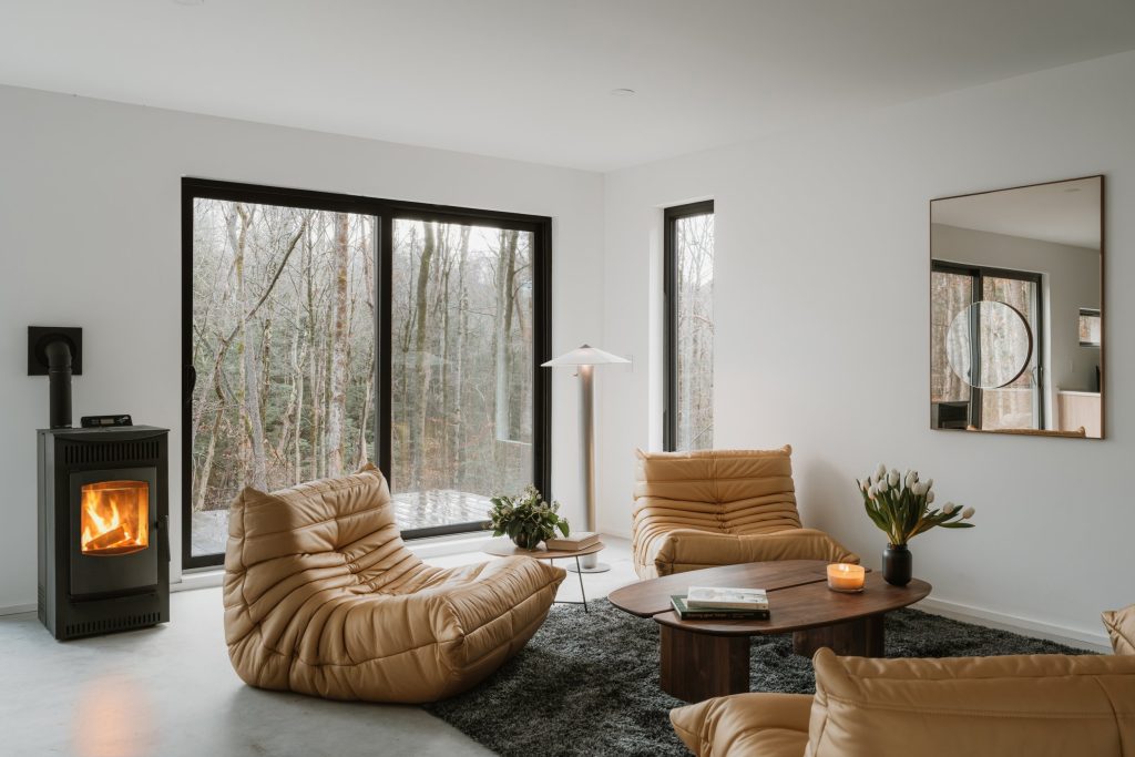 Interior view showing the living space and soft natural light.